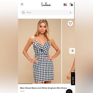 Lulu’s Main Street Black and White Gingham Mini Dress; Large